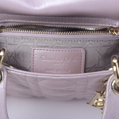 Christian Dior Metallic Lambskin Cannage Mini Lady Dior Lotus 8 of 12