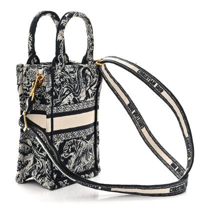 Christian Dior Canvas Toile de Jouy Reverse Embroidered Mini Book Tote Phone Bag Blue 3 of 11