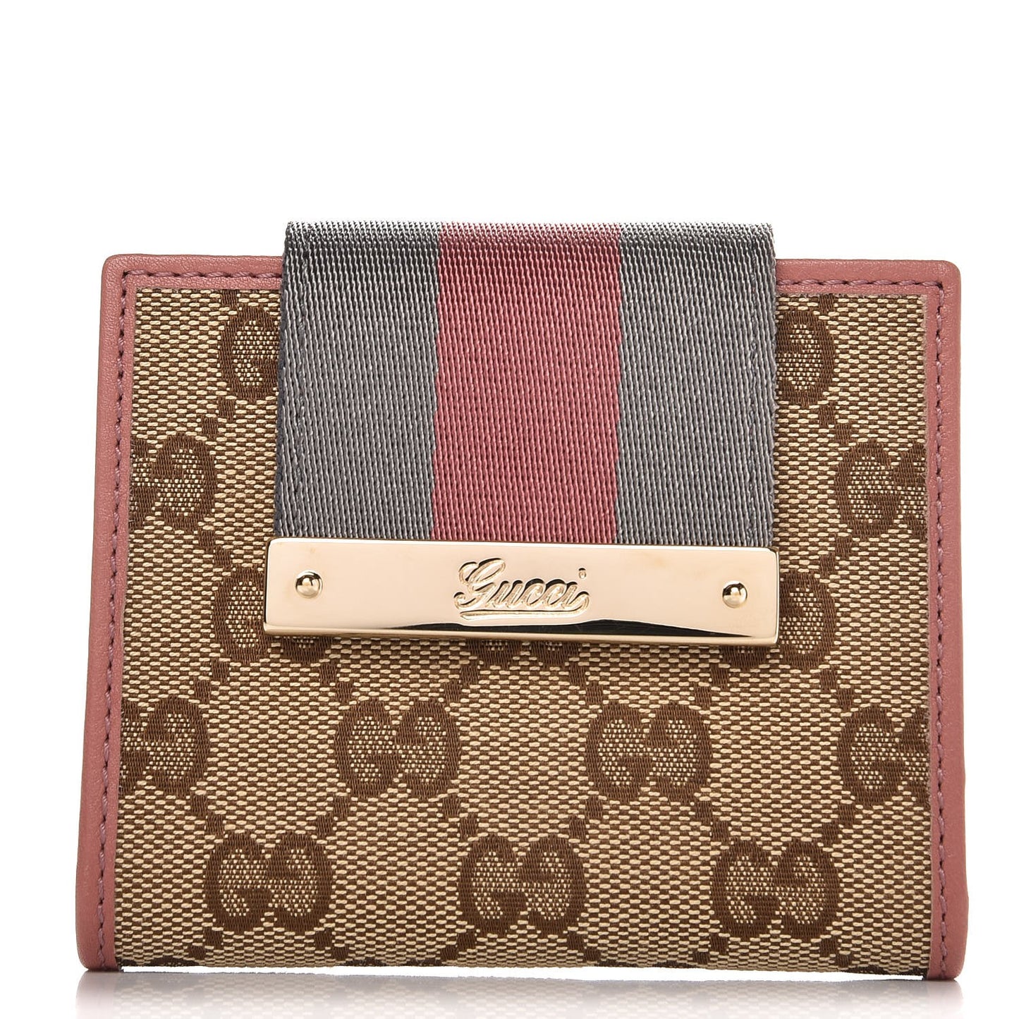 Monogram Web Compact Flap Wallet Pink