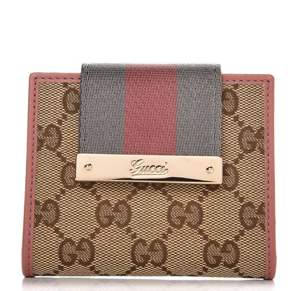 Gucci Monogram Web Compact Flap Wallet Pink 1 of 7