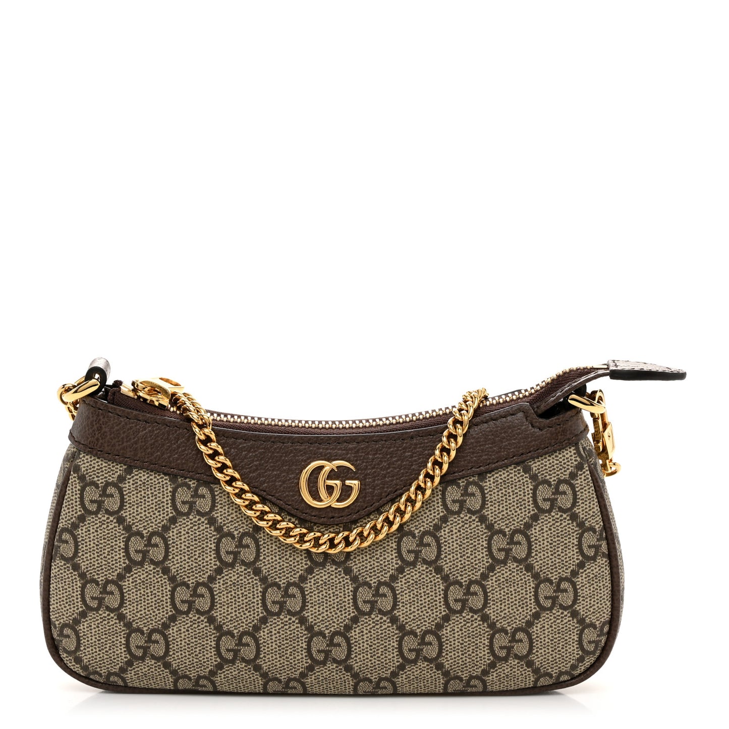 GG Supreme Monogram Textured Dollar Calfskin Mini Ophidia Chain Bag Beige Ebony