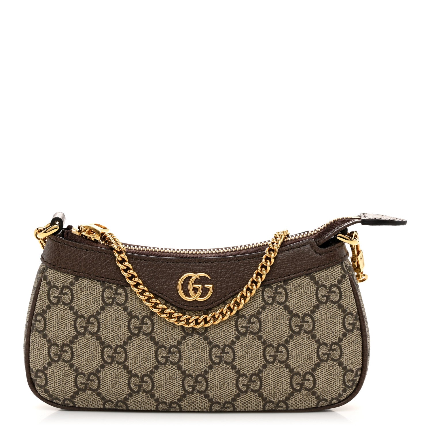 Gucci GG Supreme Monogram Textured Dollar Calfskin Mini Ophidia Chain Bag Beige Ebony 1 of 11