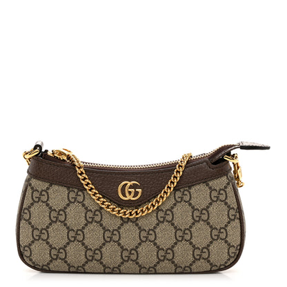 Gucci GG Supreme Monogram Textured Dollar Calfskin Mini Ophidia Chain Bag Beige Ebony 1 of 11