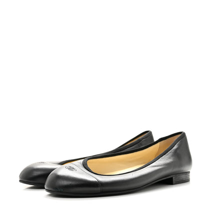 Chanel Lambskin Cap Toe CC Uniform Ballerina Flats 39 Black 4 of 10