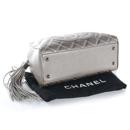 Chanel Caviar Quilted Small Bowler w Tassel Silver 4 of 7