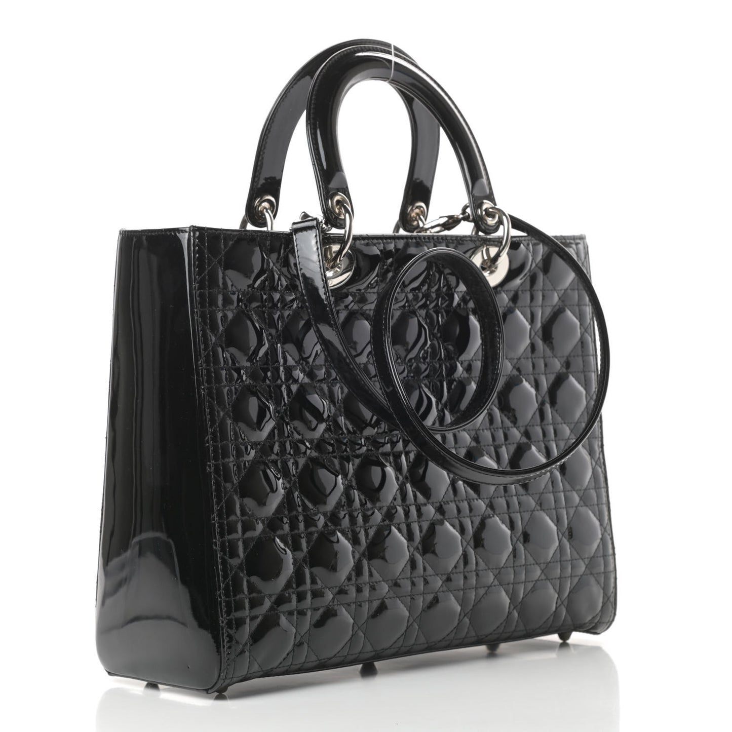 Patent Cannage Large Lady Dior Black