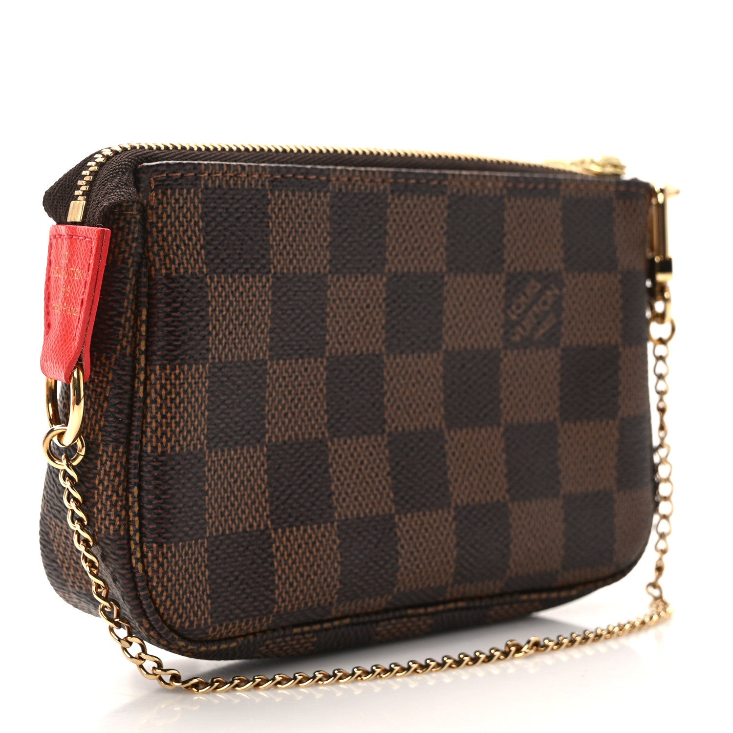 Louis Vuitton Damier Ebene 2019 Christmas Animation Mini Pochette Accessories Red 2 of 9