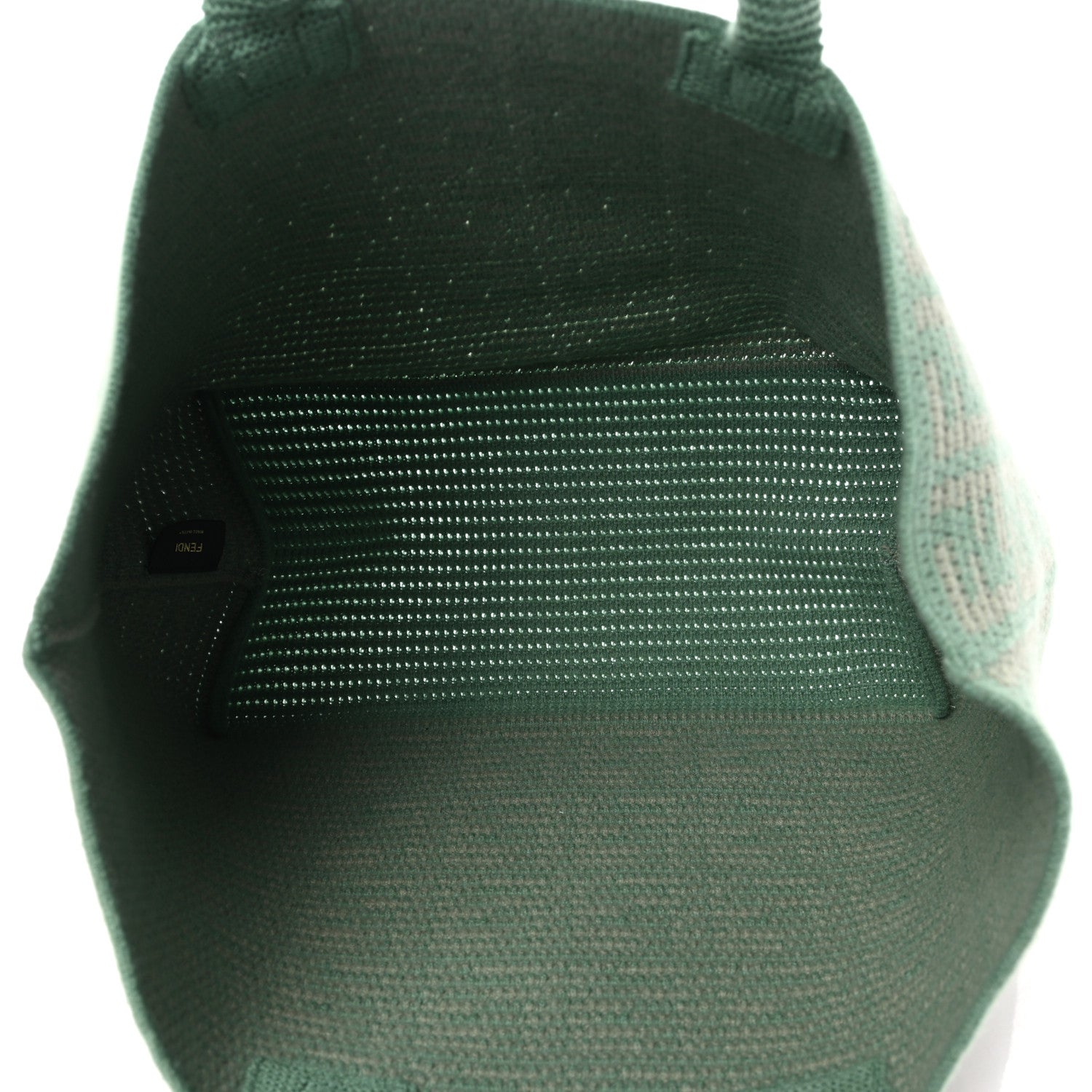 Fendi Cashmere Knit FF Large Shopper Tote Verde Islanda 5 of 9