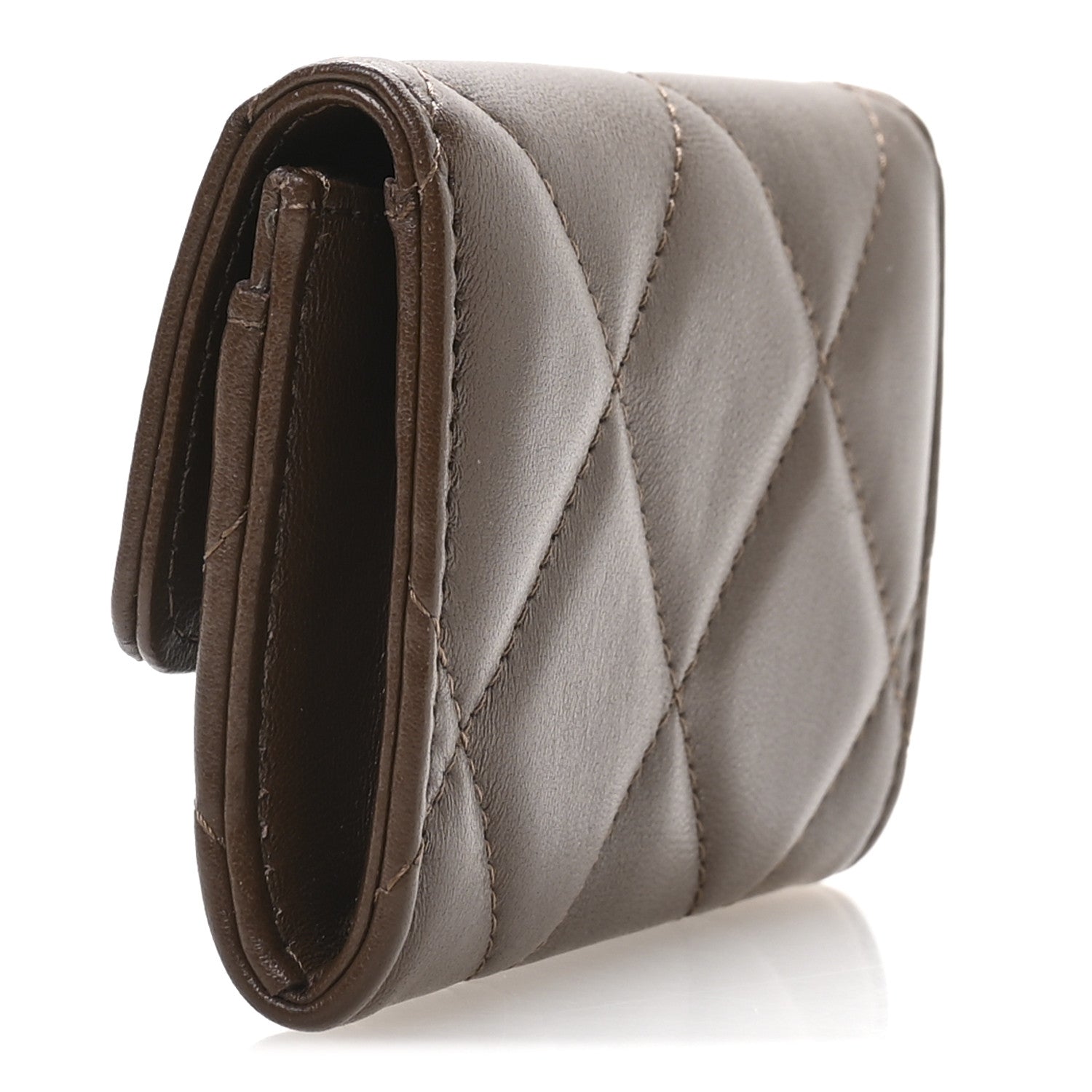 Chanel Lambskin Quilted Chanel 19 Flap Card Holder Dark Brown 3 of 9