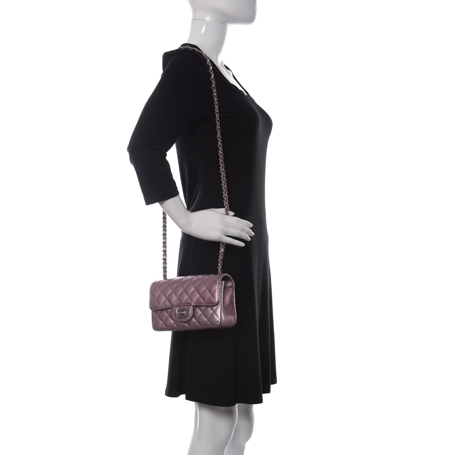 Chanel Metallic Calfskin Quilted Mini Rectangular Flap Pink 2 of 10