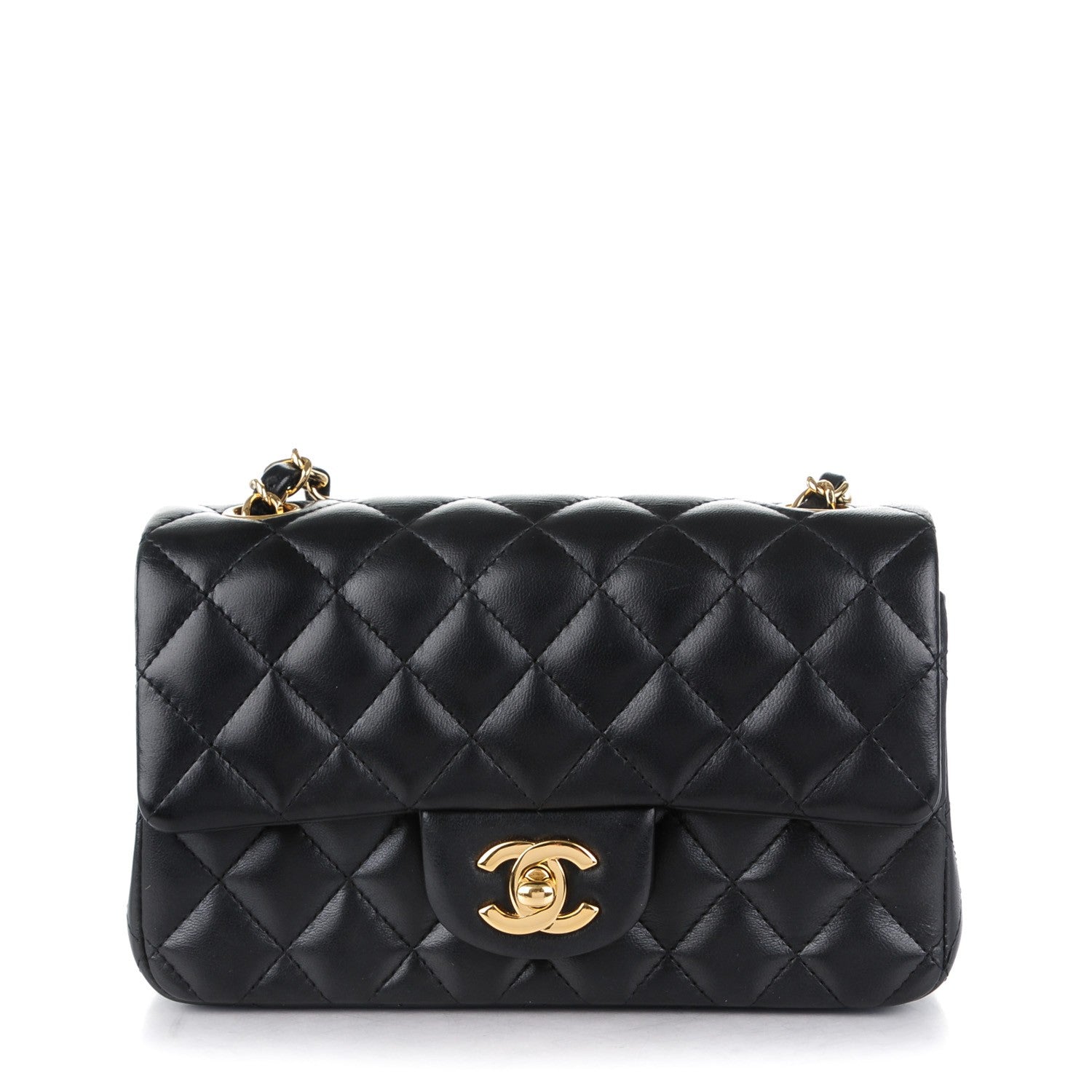Chanel Lambskin Quilted Mini Rectangular Flap Black 1 of 8