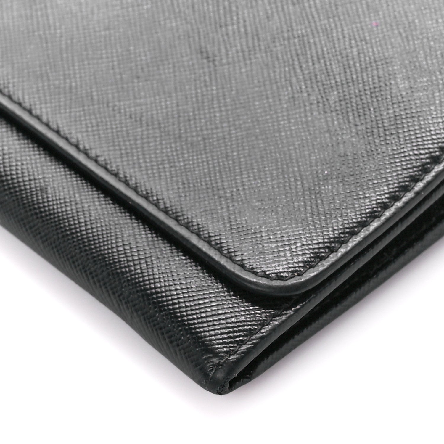 Prada Saffiano Metal Oro Chain Wallet Black 10 of 12