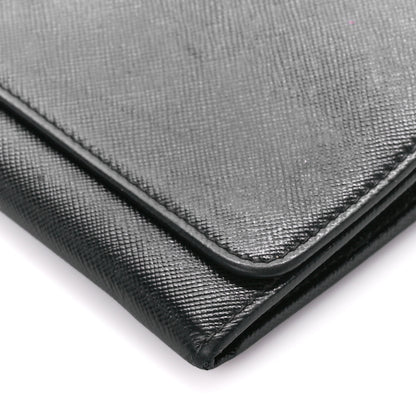 Prada Saffiano Metal Oro Chain Wallet Black 10 of 12