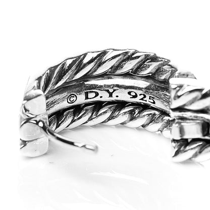 David Yurman Sterling Silver Diamond Stax Hoop Earrings 4 of 4