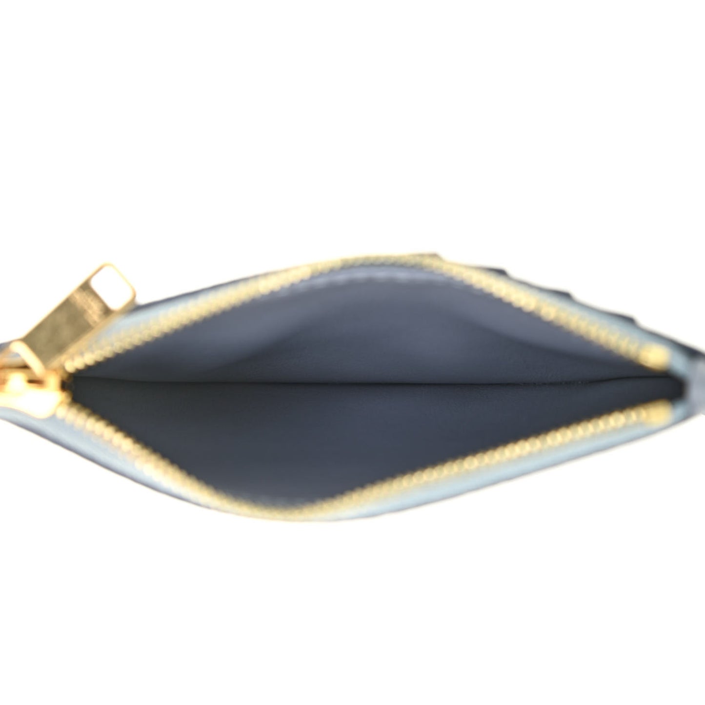 Grained Calfskin Zipped Card Holder Artic Blue