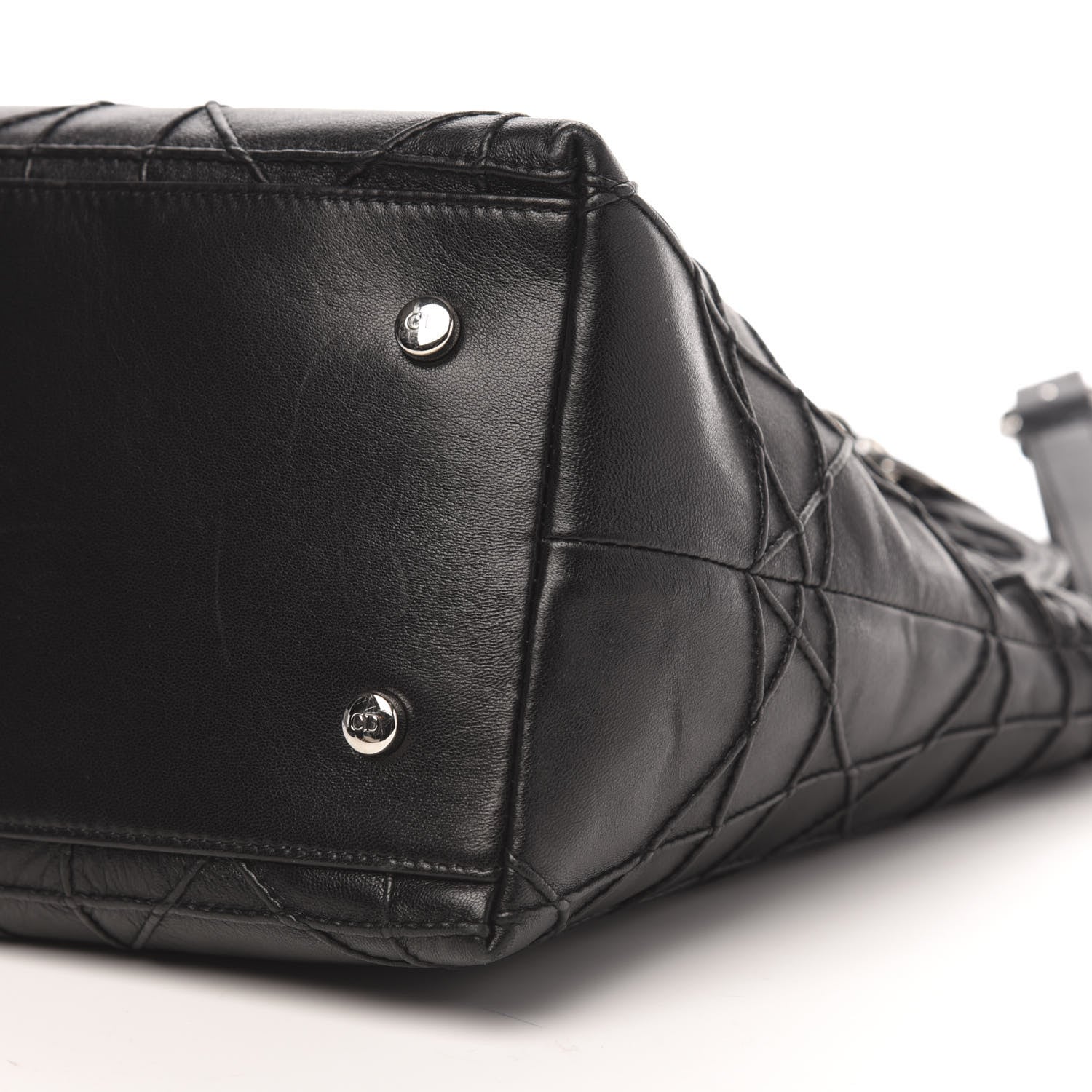 Christian Dior Lambskin Cannage Medium Granville Tote Black 9 of 11