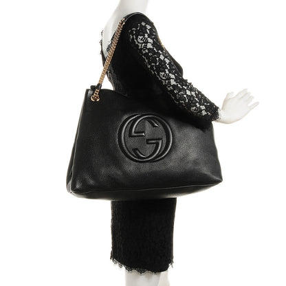 Gucci Pebbled Calfskin Large Soho Chain Shoulder Bag Black 2 of 7