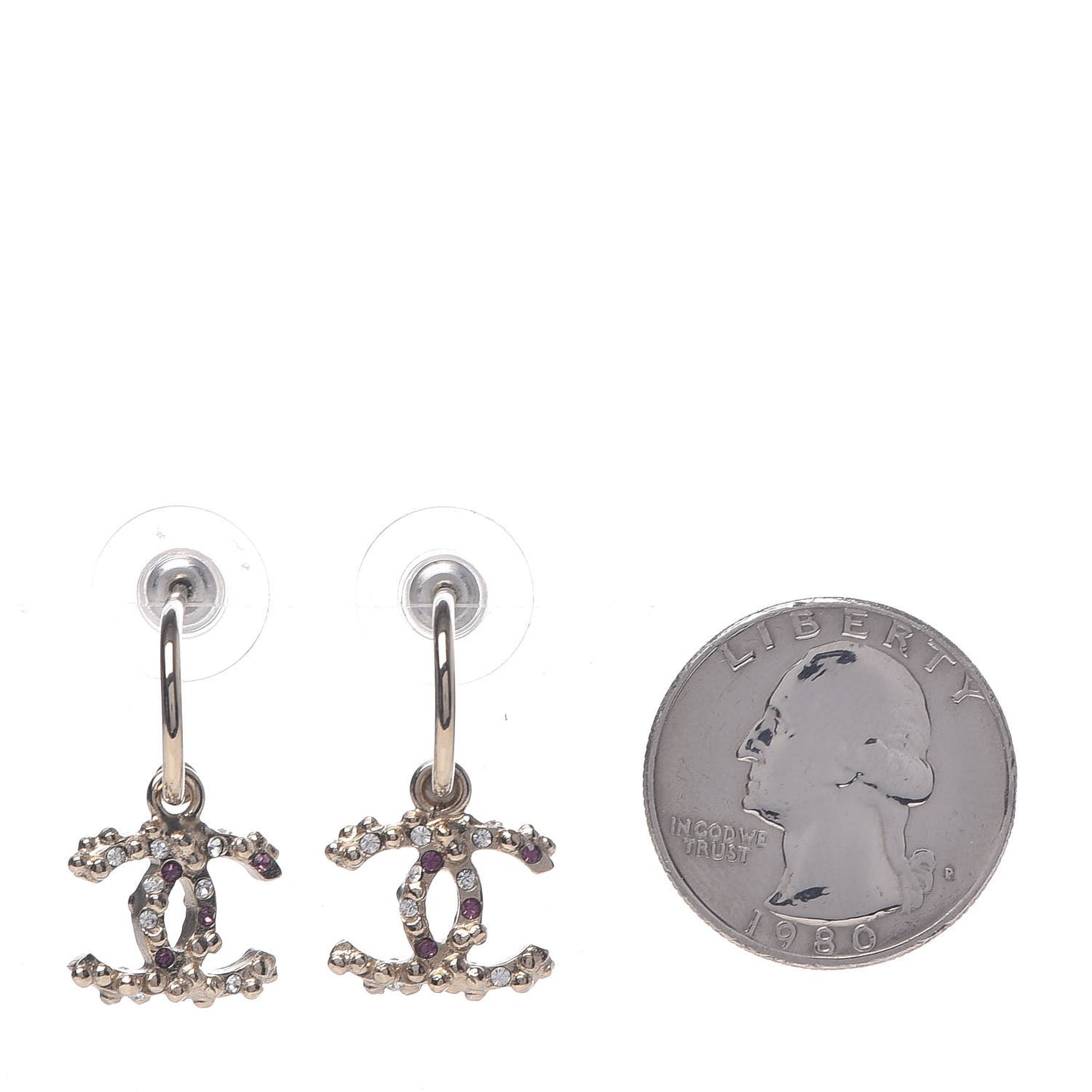 Crystal CC Dangle Earrings Gold