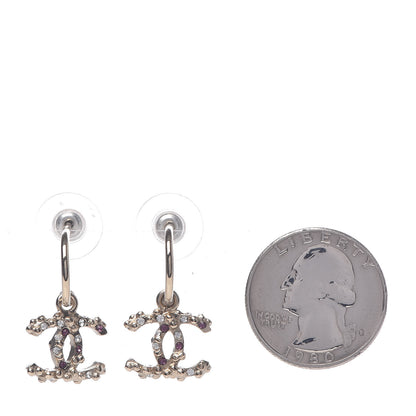 Chanel Crystal CC Dangle Earrings Gold 2 of 3