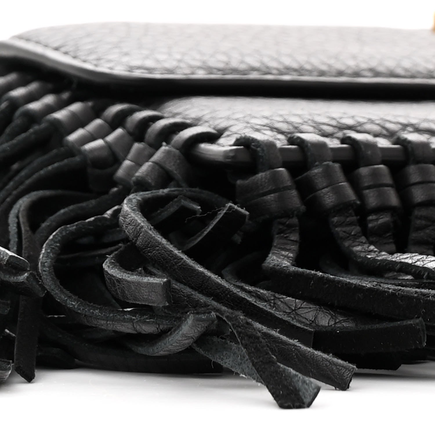 Valentino Garavani Grained Calfskin Mini C Rockee Scarab Fringe Shoulder Bag Black 9 of 18