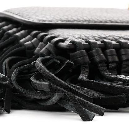Valentino Garavani Grained Calfskin Mini C Rockee Scarab Fringe Shoulder Bag Black 9 of 18