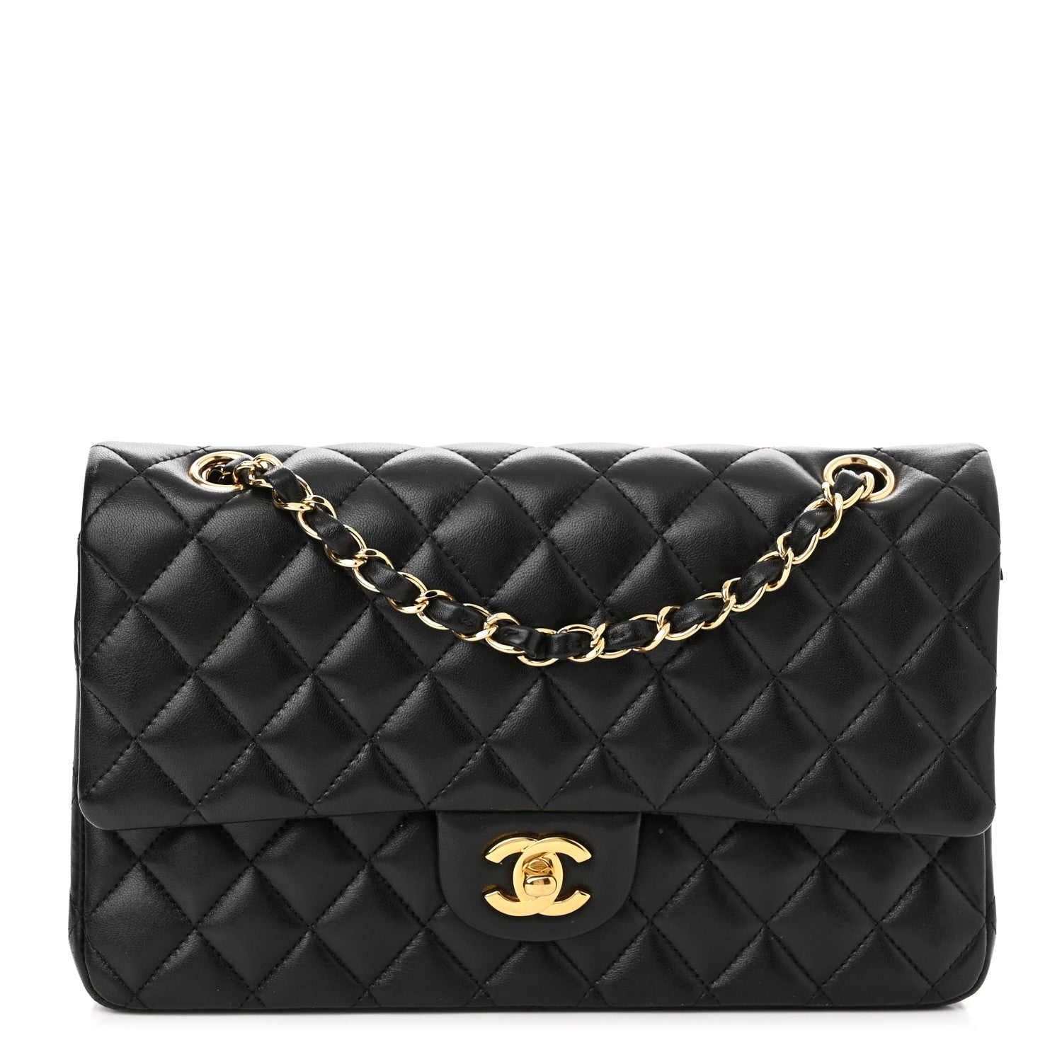 Chanel Lambskin Quilted Medium Double Flap Black 1 of 10