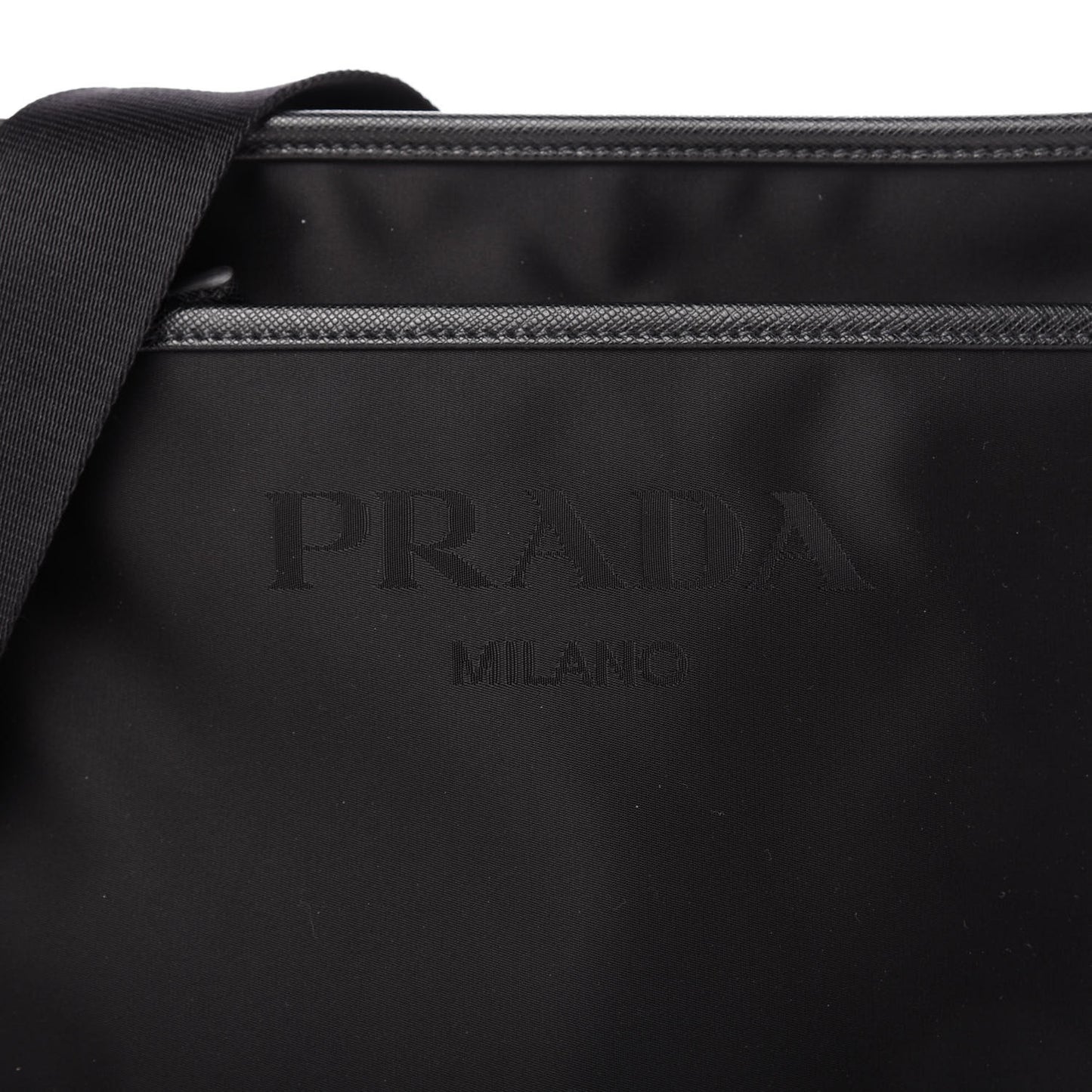 Nylon Saffiano Flat Messenger Bag Black