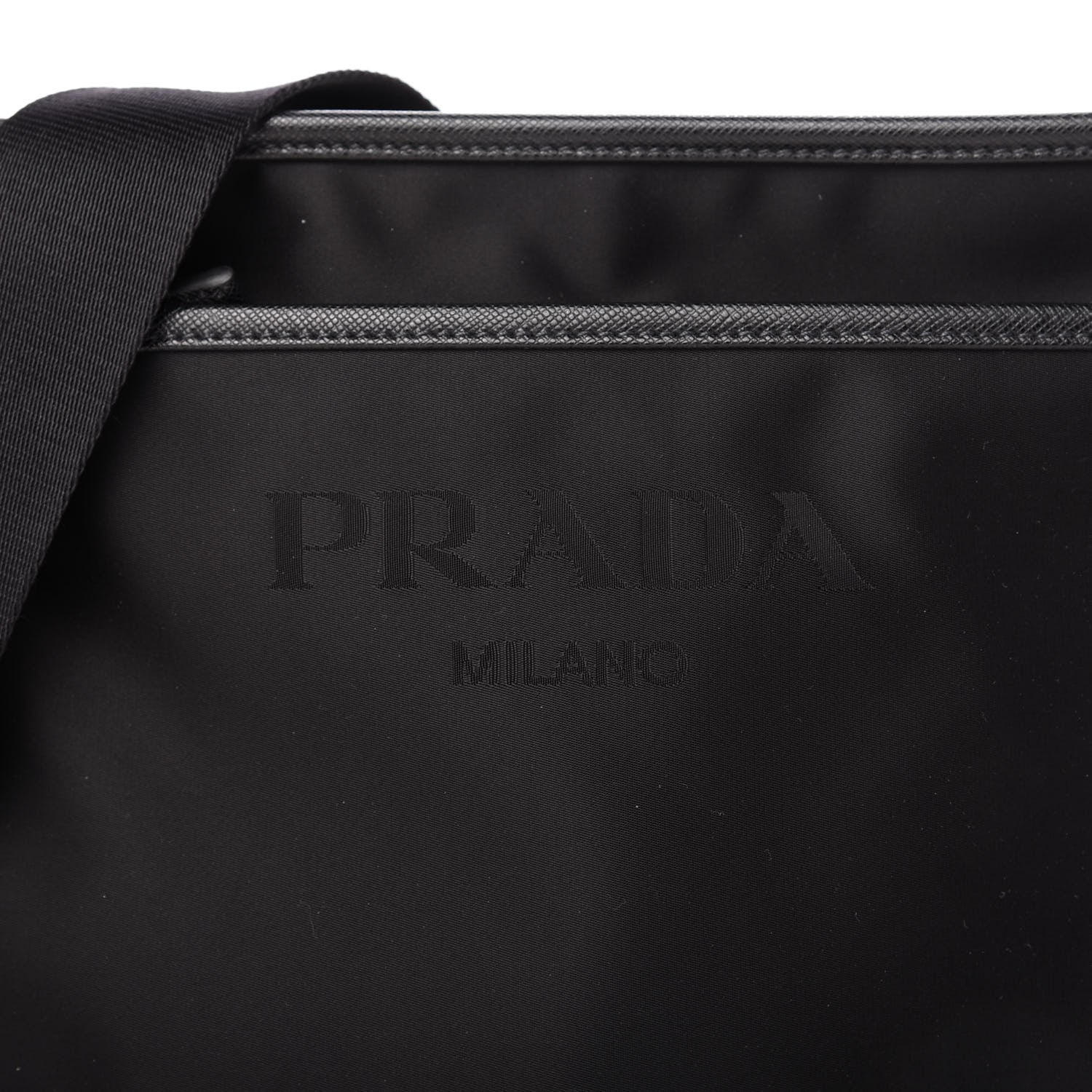 Prada Nylon Saffiano Flat Messenger Bag Black 10 of 10
