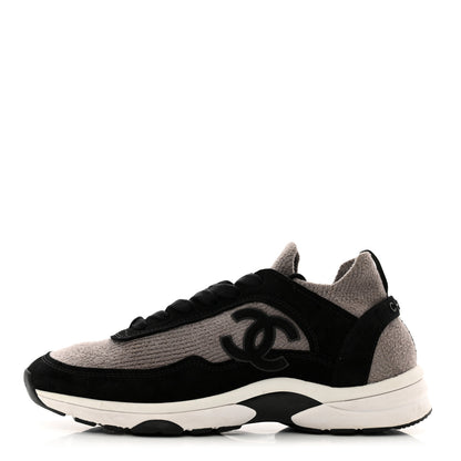 Chanel Fabric Suede Calfskin CC Sneakers 40 Grey Black 1 of 9