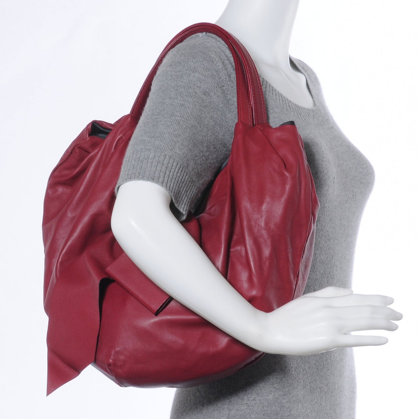 Nappa 360 Bow Hobo Burgundy