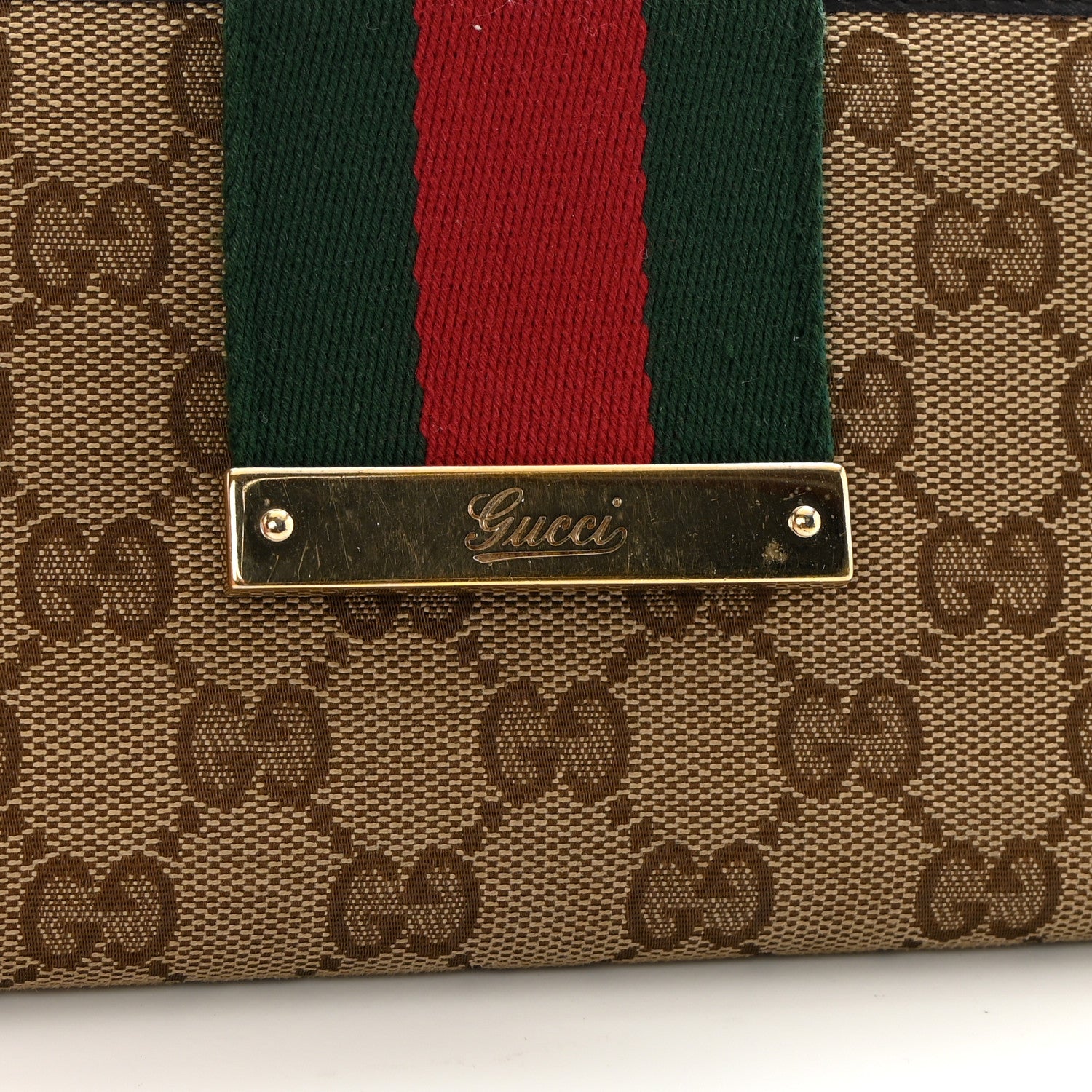 Gucci Monogram Calfskin Ladies Web Continental Wallet Beige Ebony Cocoa 12 of 12