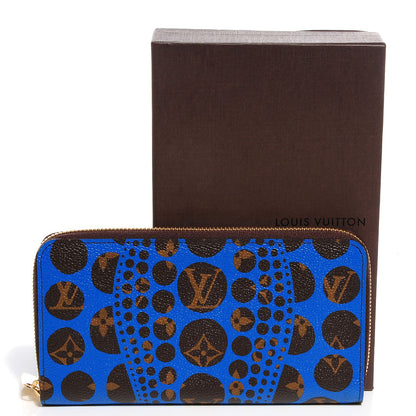 Louis Vuitton Monogram Kusama Pumpkin Dots Zippy Wallet Blue 5 of 8