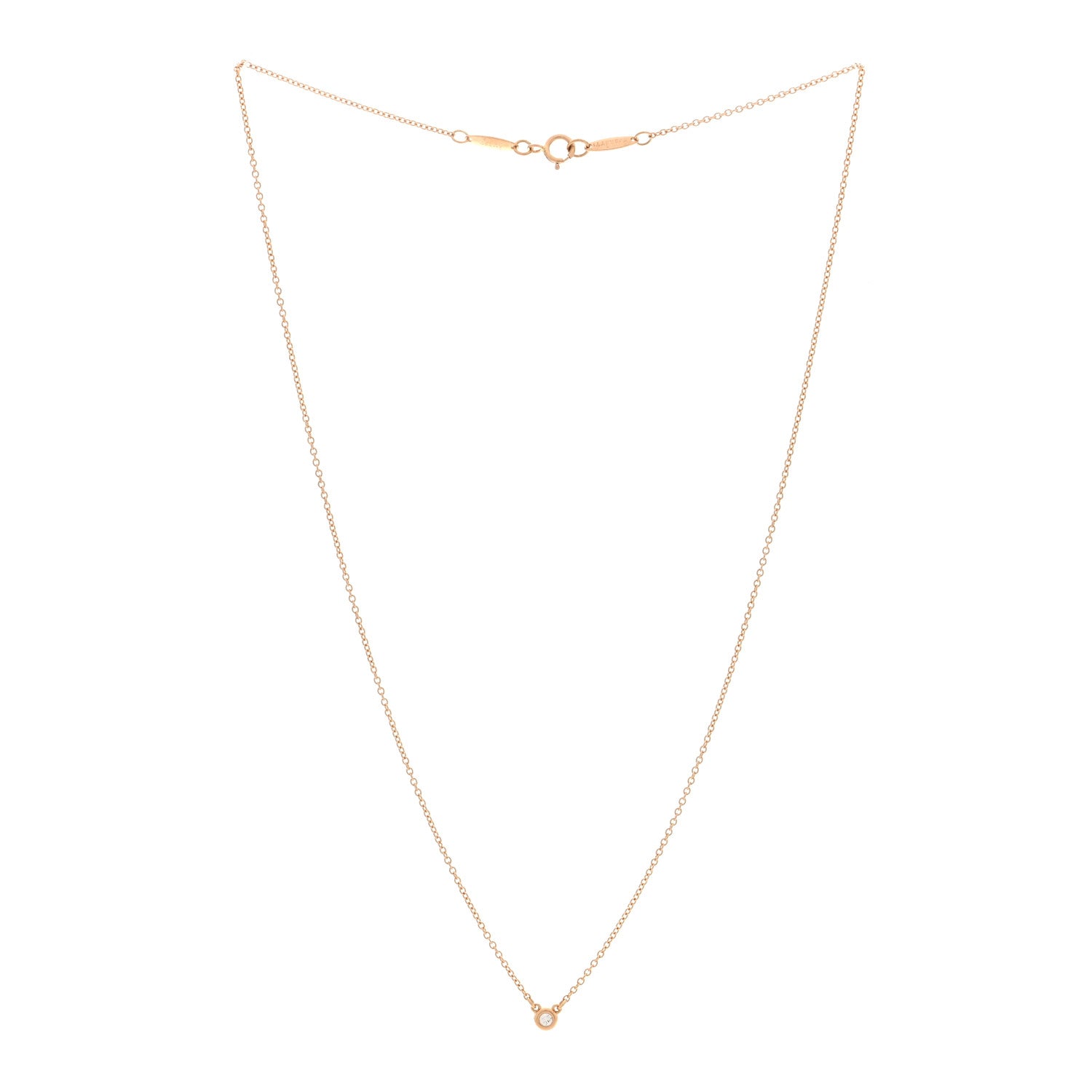 Tiffany 18K Rose Gold Diamond .03ct Elsa Peretti Diamonds by the Yard Pendant Necklace 3 of 4
