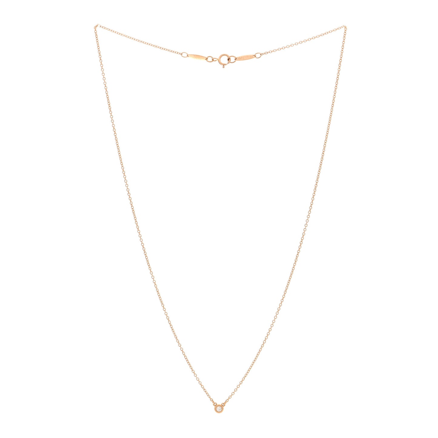 18K Rose Gold Diamond .03ct Elsa Peretti Diamonds by the Yard Pendant Necklace