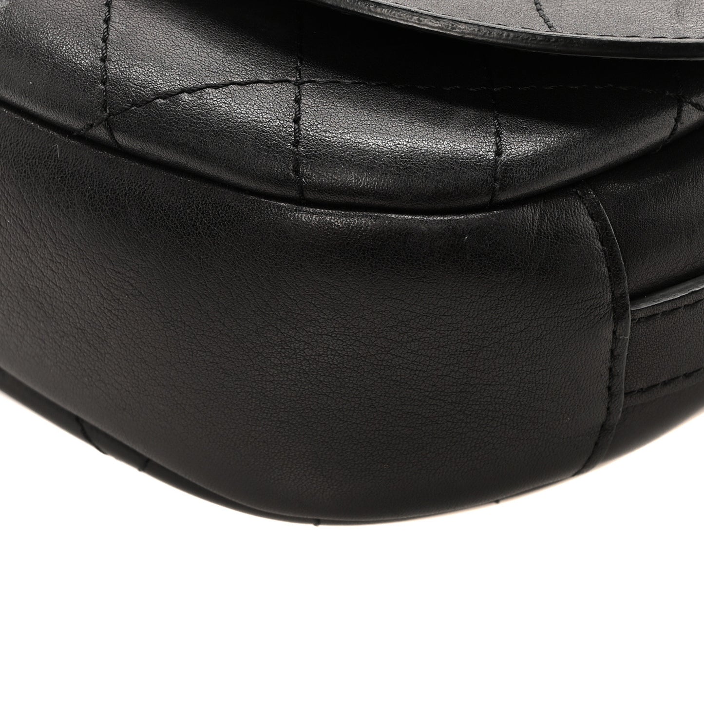 Calfskin Stitched Messenger Flap Bag Black