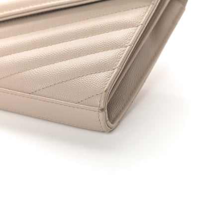 Saint Laurent Grain De Poudre Matelasse Chevron Monogram Chain Wallet Rose Poudre 11 of 18