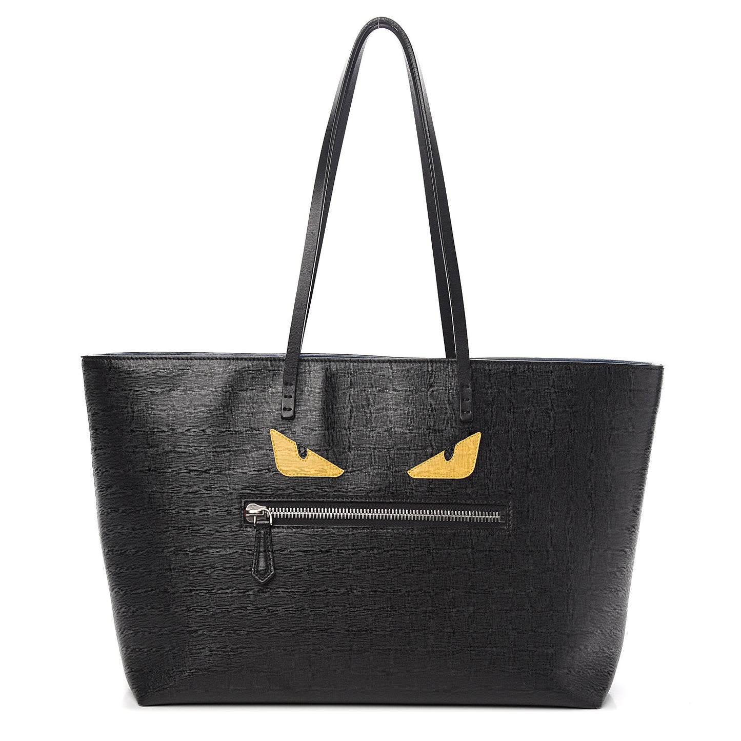 Vitello Elite Cuoio Monster Buggies Medium Roll Tote Black Multicolor Blue Cobalto
