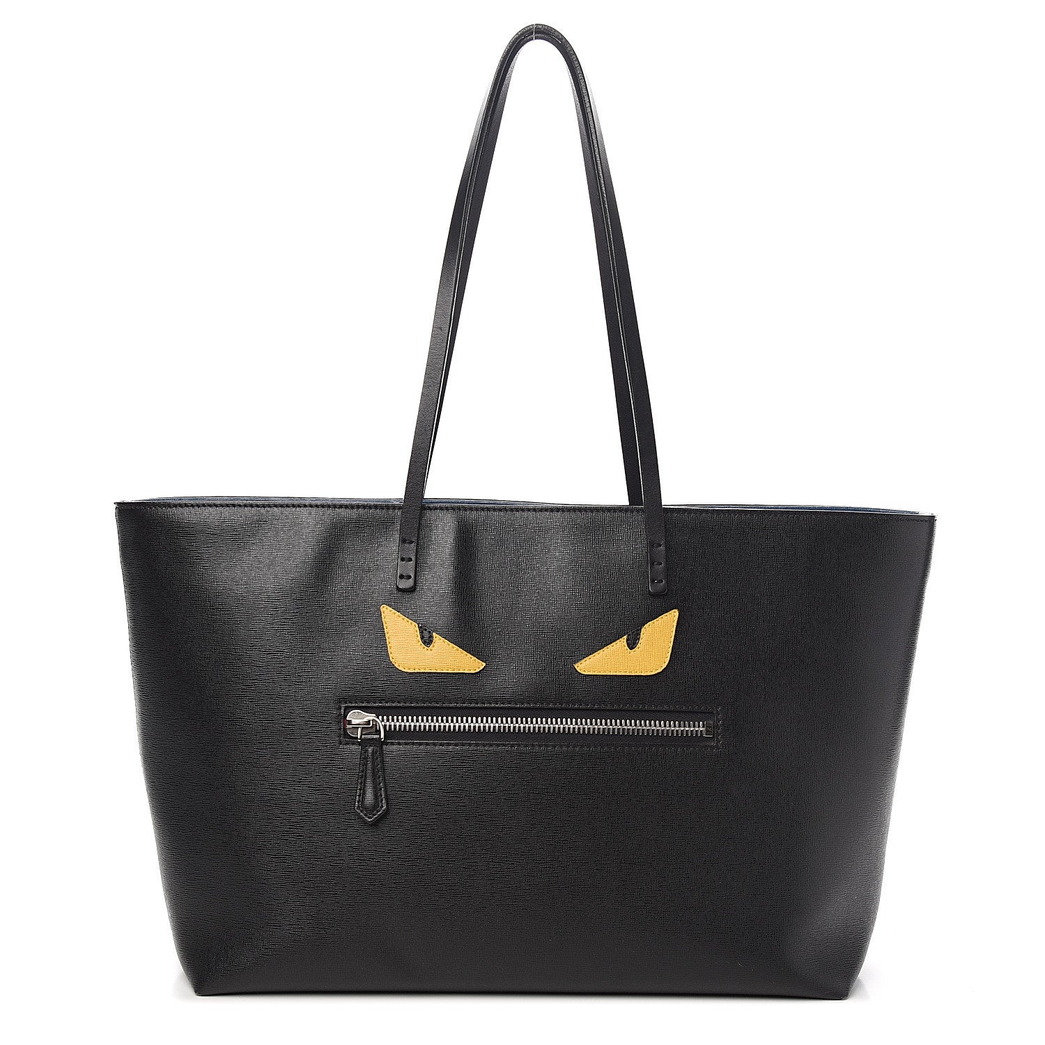 Fendi Vitello Elite Cuoio Monster Buggies Medium Roll Tote Black Multicolor Blue Cobalto 1 of 13