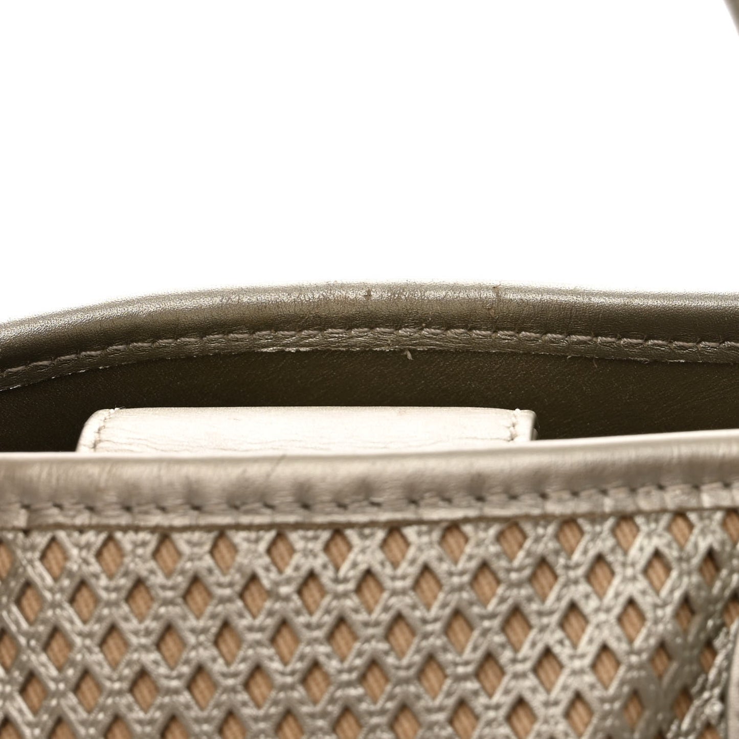Metallic Calfskin Perforated Up In The Air Tote Silver