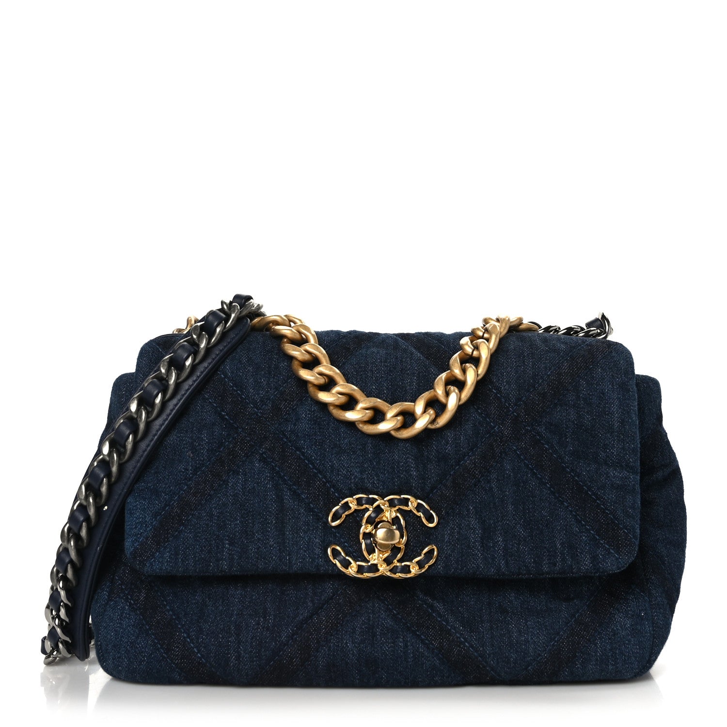 Chanel Denim Quilted Medium Chanel 19 Flap Blue 1 of 10
