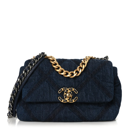 Chanel Denim Quilted Medium Chanel 19 Flap Blue 1 of 10
