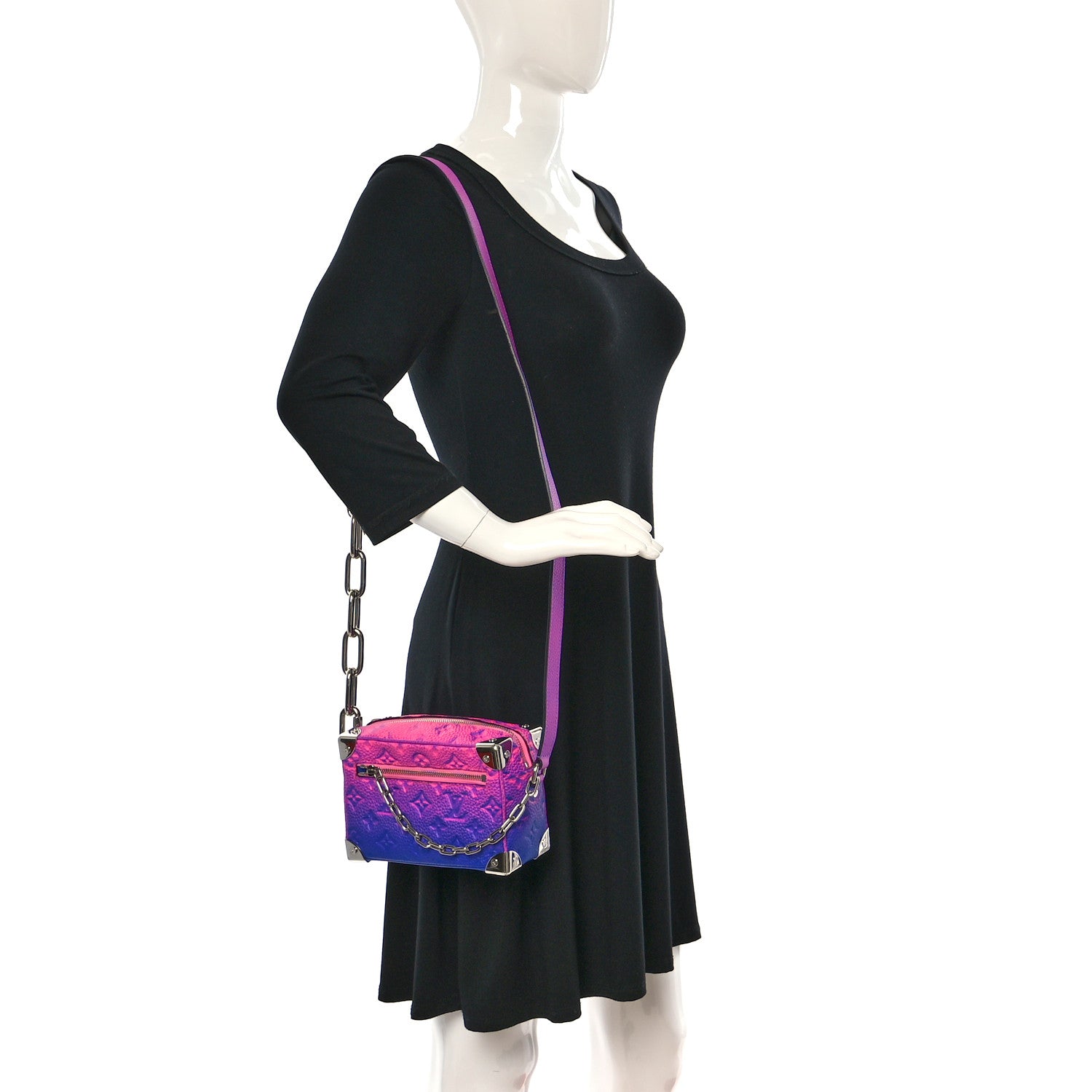 Louis Vuitton Taurillon Illusion Mini Soft Trunk Bleu Rose 2 of 8