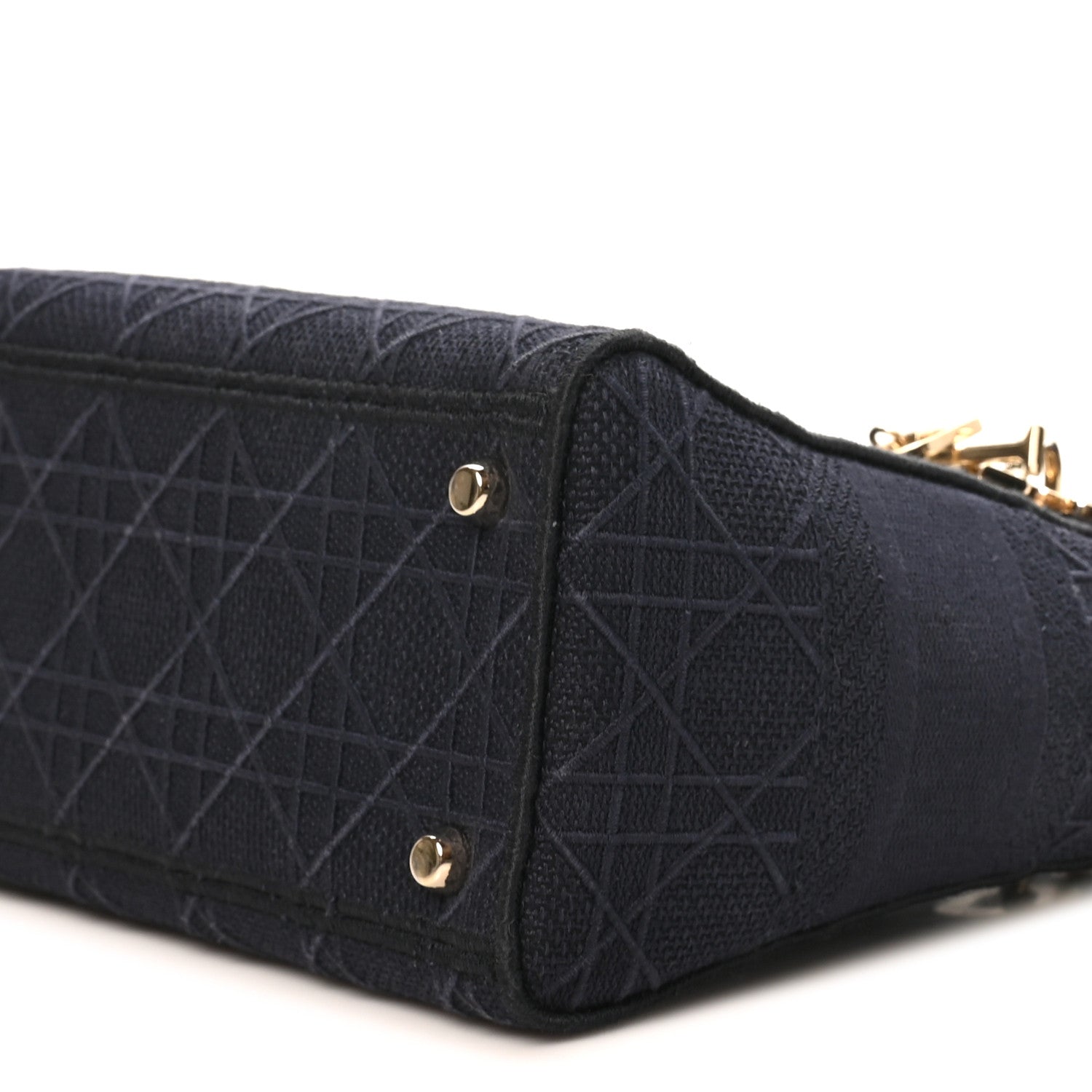 Christian Dior Canvas Embroidered Cannage Medium Lady D-Lite Navy 9 of 9