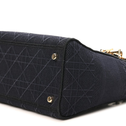 Christian Dior Canvas Embroidered Cannage Medium Lady D-Lite Navy 9 of 9