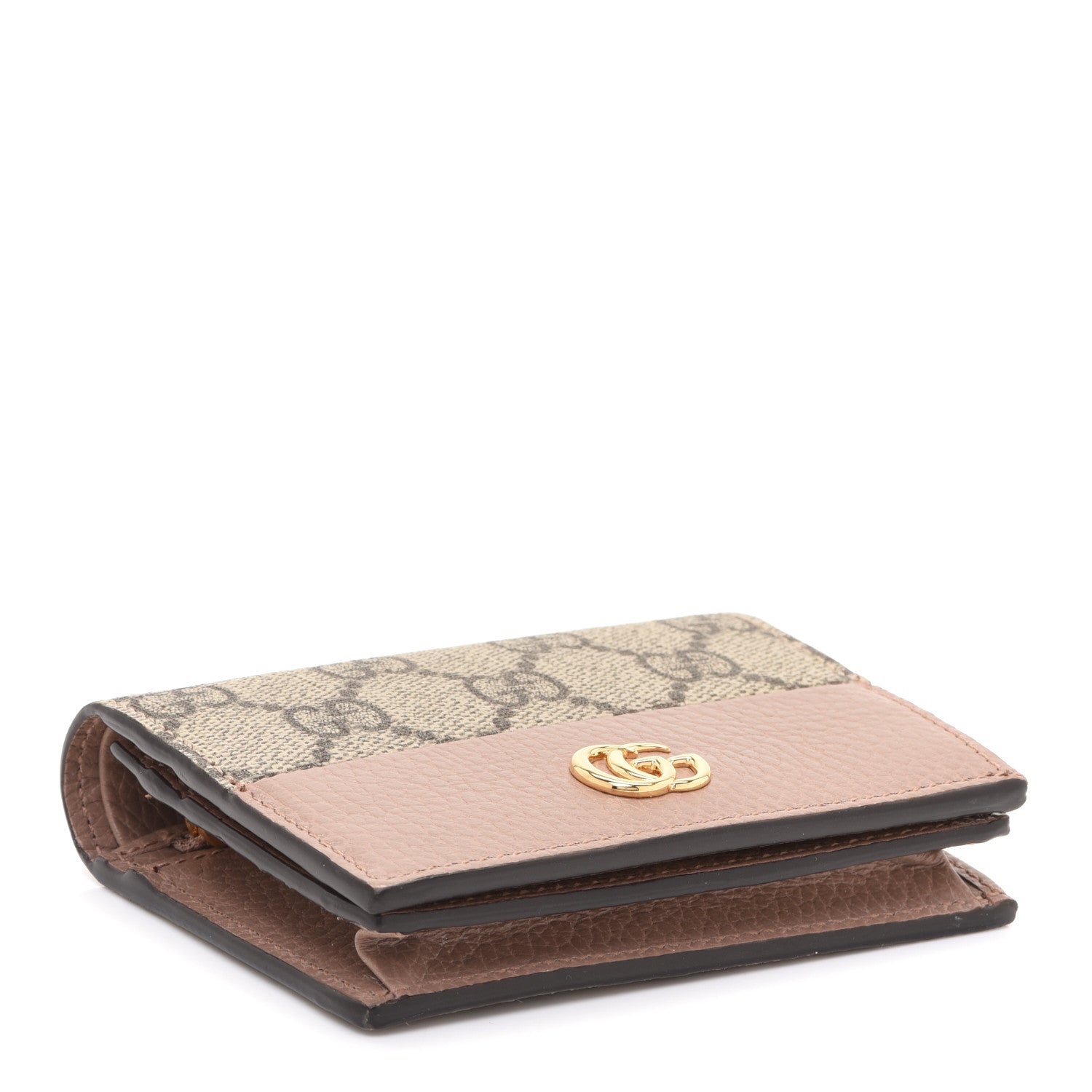 Gucci Dollar Calfskin GG Supreme Monogram GG Marmont Card Case Porcelain Rose Beige Ebony 4 of 10