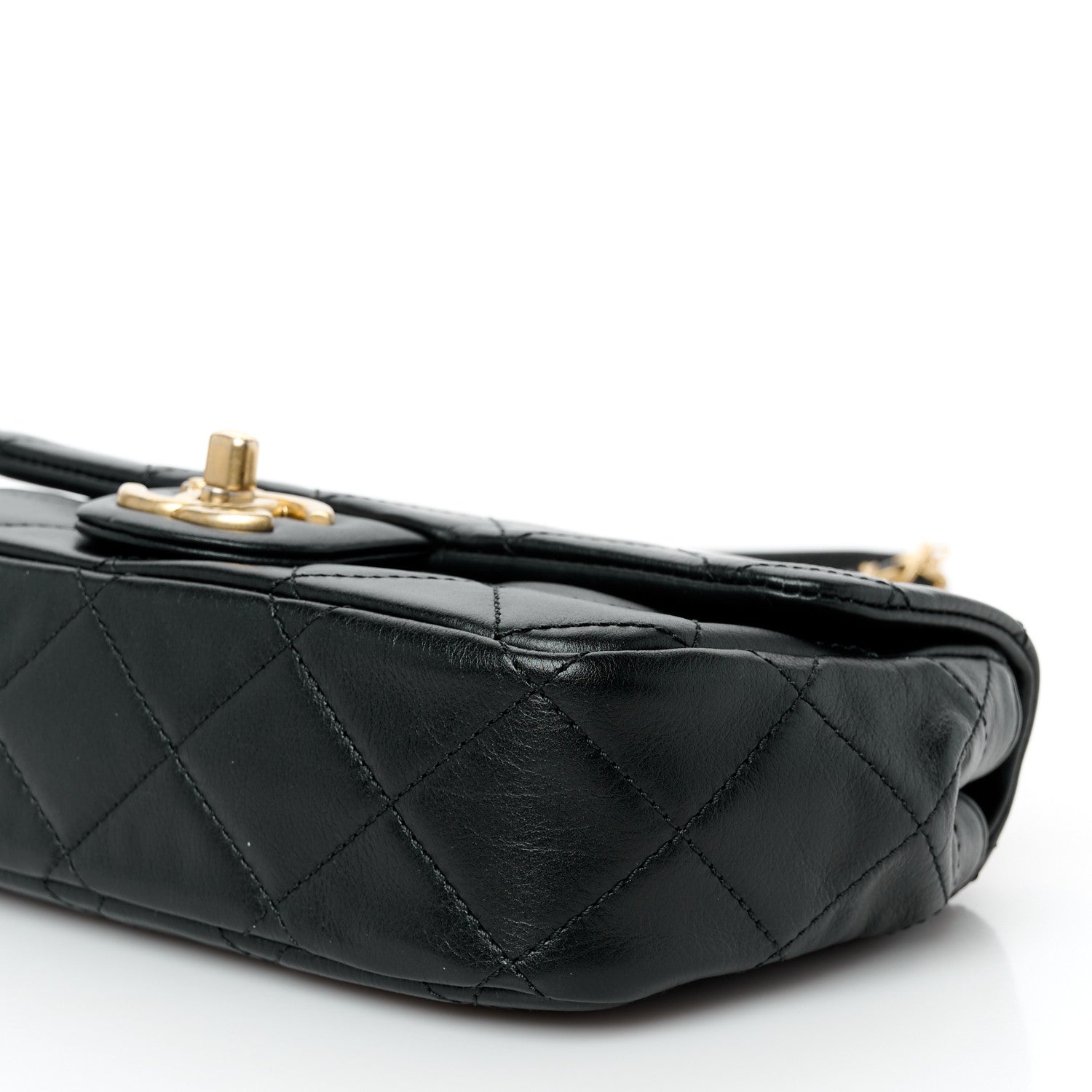 Chanel Calfskin Quilted Mini Rectangular Crystal Pearls Chain Flap Black 11 of 11