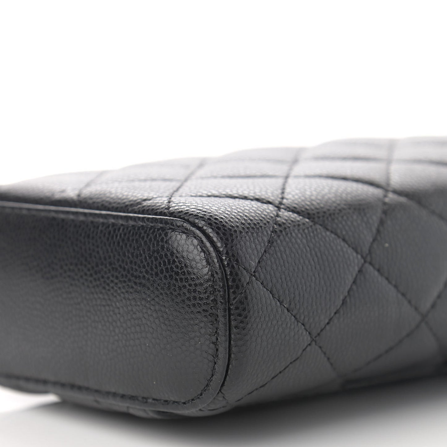 Caviar Quilted Phone Holder With Chain Black