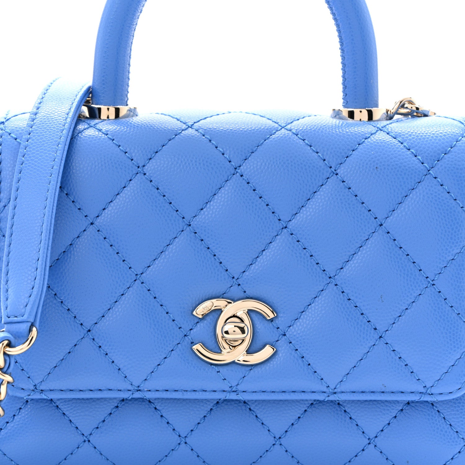 Chanel Caviar Quilted Extra Mini Coco Handle Flap Blue 8 of 11