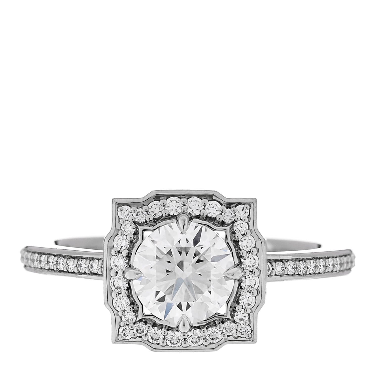 Harry Winston Platinum Diamond .73ct Belle Round Brilliant Micropave Ring 49 4.75 1 of 7