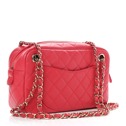 Chanel Lambskin Quilted Camera Case Dark Pink 2 of 9